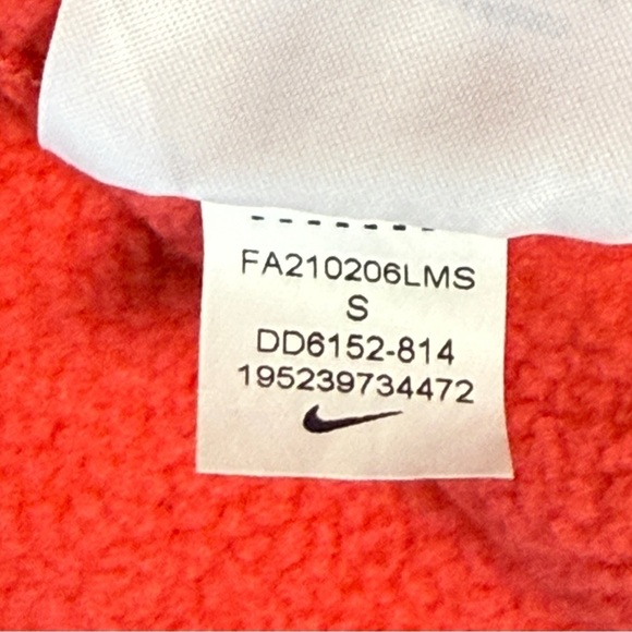 Nike Therma-Fit Logo Side Zip Sweatshirt. Bright Coral Size Small #1431 - Picture 5 of 7